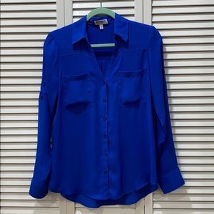 Express Cobalt blue Portofino button down blouse